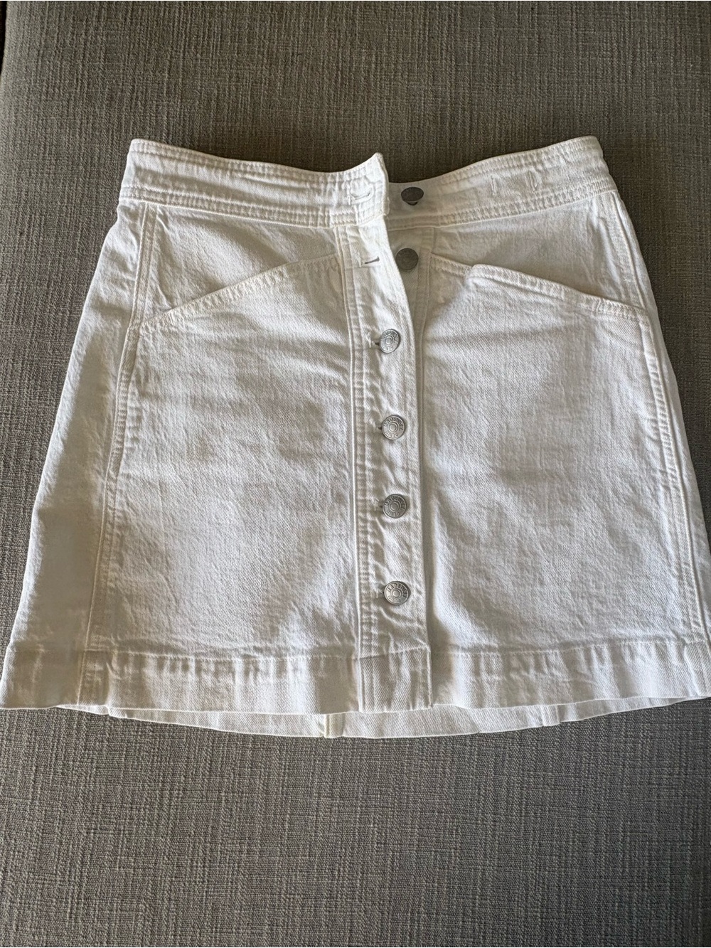 Madewell White Button-Front Mini Skirt